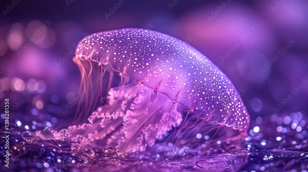 Aufkleber soft purple lights enhance the elegance of a jellyfish gliding effortlessly through the ocean depths