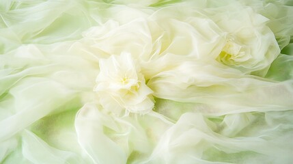 Obraz premium Soft White Fabric Draped with Delicate Flowers AI Generated