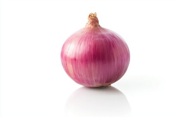 Vibrant red onion radiates freshness on white setting showcasing organic growth with inviting light