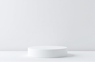 Small White Podium With A Single Item Placed In Front Of It Against A Plain White Background.