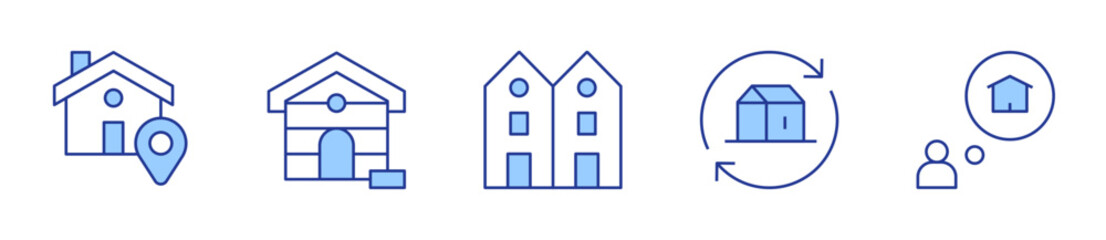 dog house, house, chalet, location. Home Icon vector illustration. Line Duotone style. Editable stroke