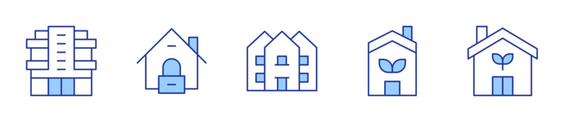 eco home, eco house, modern house, house. Home Icon vector illustration. Line Duotone style. Editable stroke