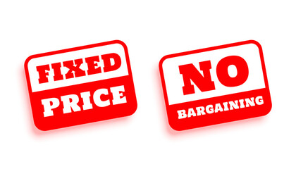set of fixed price or no bargain tag design
