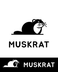A minimalist and modern muskrat logo design featuring a stylized muskrat with simple lines in black and white 