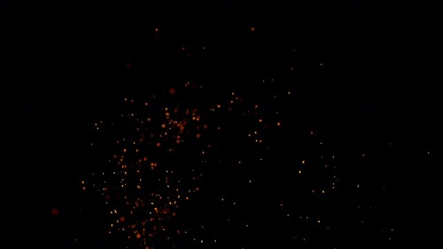 Super Slow Motion Shot of Real Fire Sparks Isolated on Black Background at 1000fps.