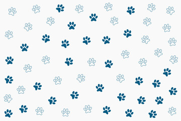 cat or dog pawprint pattern on white background