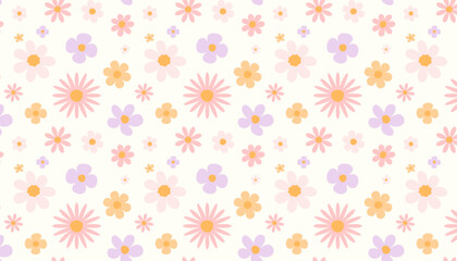 flower pastel pink  seamless pattern, decor for clothing, fabric, textile, wallpaper, packaging, cute background, cover, vector