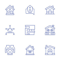 Home icons set. Thin Line style, editable stroke. home, home insurance, smart house, house, modern, eco house