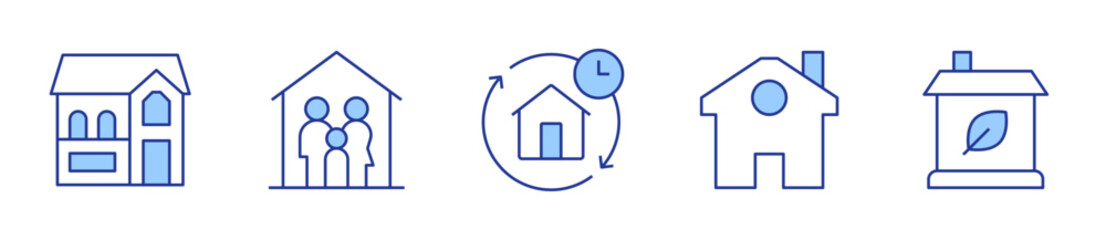 home, eco house, house, family. Home Icon vector illustration. Line Duotone style. Editable stroke