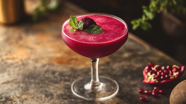 A glass, a vibrant canvas of crimson and ruby, cradles a vibrant concoction of freshly squeezed juice: a verdant elixir infused with the earth is rich beet and pomegranate, a symphony of flavors and