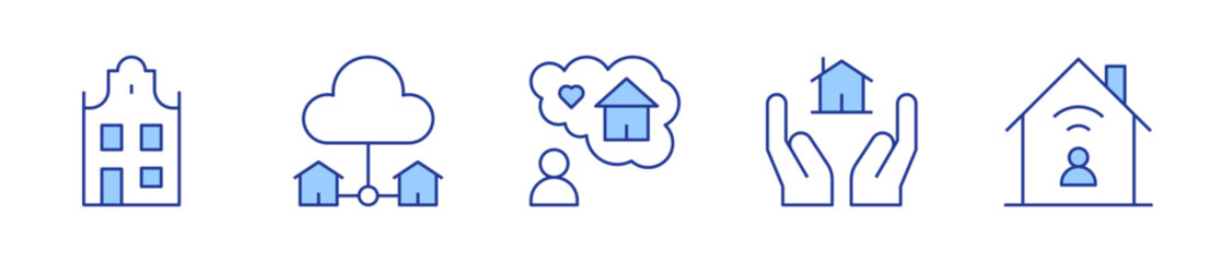 house, smart house, expectation, home, work from home. Home Icon vector illustration. Line Duotone style. Editable stroke