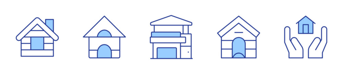 pet house, modern house, cabin, house. Home Icon vector illustration. Line Duotone style. Editable stroke