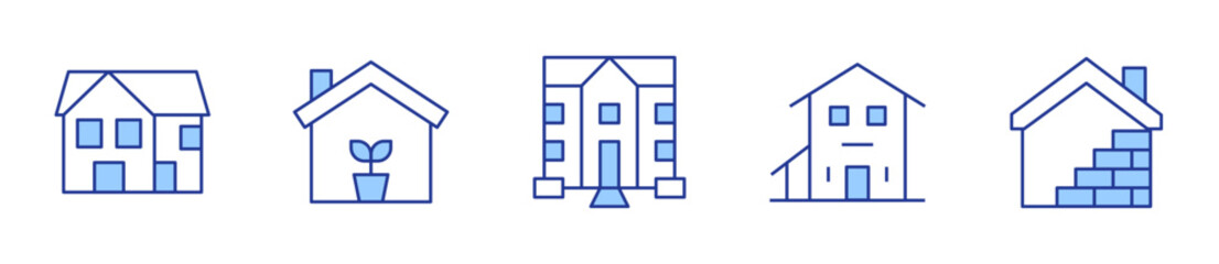 retirement home, house, seeds, construction. Home Icon vector illustration. Line Duotone style. Editable stroke