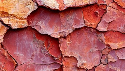 Naklejka premium Deep fissures and a textured surface were created by the cracking of dry red clay
