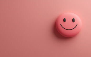 Fototapeta premium Pink Smiley Face on Minimalist Background 