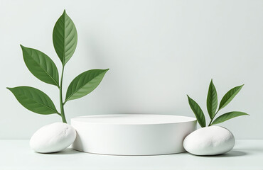 Natural Beauty Pedestal Is A 3d Illustration Of White Rock And Relaxation Elements For Promoting Health And Wellness Products.