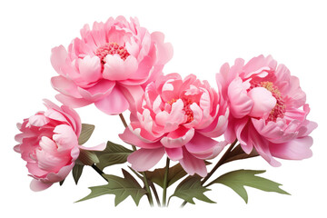 pink peony flowers isolated on white