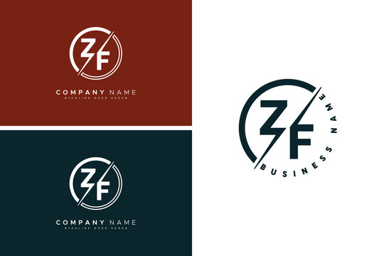 Creative Logo for Initials ZF in Monogram Style - Vector Template for Initial Letter Z and F
