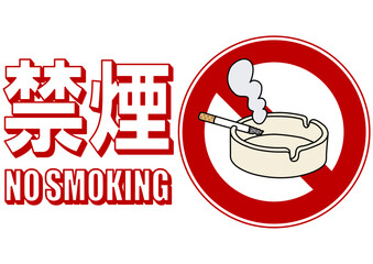 貼り紙看板イラストー禁煙No Smokingー