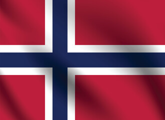 Fototapeta premium Norway flag official colors and proportion digital vector illustration. Pleated flag.