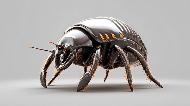 Chrome Beetle 3D Render: Futuristic Insect Design AI Generated