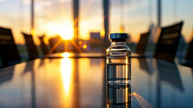 Detailaufnahme einer Konferenztischdekoration im Sonnenlicht