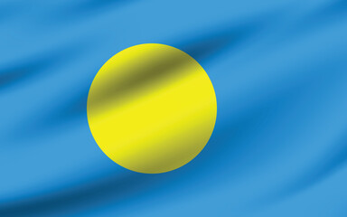 Palau flag official colors and proportion digital vector illustration. Pleated flag.