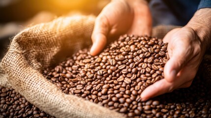 Obraz premium Freshly Roasted Beans for Artisanal Coffee Preparation