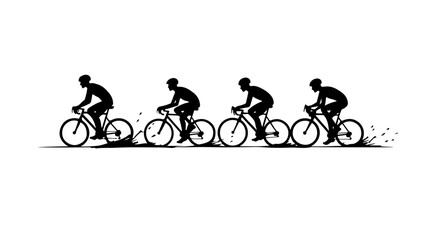 Obraz premium Silhouette of a man riding bicycle team, bike, bicycle, sport, silhouette, cycling, cyclist, vector, cycle, biker, people, mountain, biking, illustration, ride, wheel, race, woman, riding, black, exer