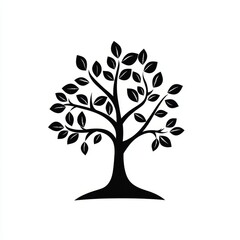 Obraz premium A black and white tree icon with a minimalist aesthetic embodies growth, harmony with the environment, and organic elements of design
