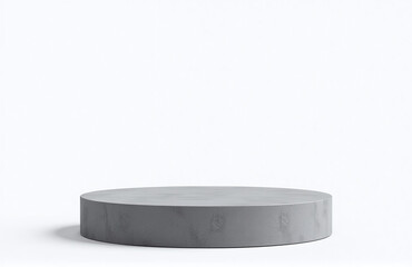 Gray Concrete Podium With Subtle Texture For Isolated Product Placement On Clean White Background.