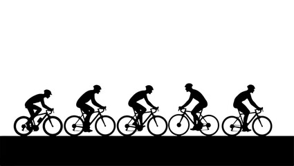 Silhouettes_of_multiple_cyclists_riding_bicycles, cyclist silhouette vector