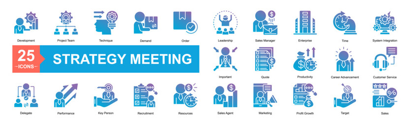 Strategy Meeting Icon Development, Delegate, Important, Project Team, Technique, Demand, Order, Leadership, Sales Manager, Enterprise, Time, System Integration, Performance, Key Person, Recruitment