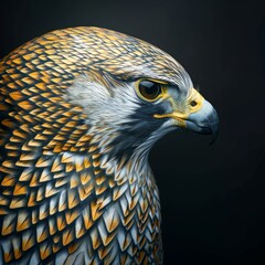 Falcon Made Exclusively of Gold on a Black Background with High Quality Photorealistic Details