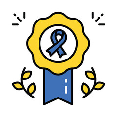 Cancer Badge vector filled outline icon. EPS 10 file