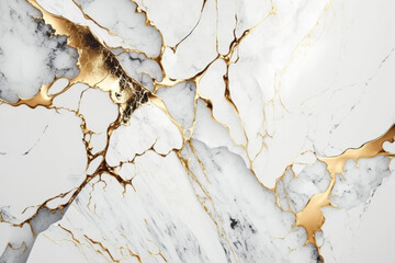 Obraz premium White and gold marble textured background. Abstract design, 4k wallpaper