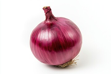 Red Onion Beauty Isolated on White Backdrop Close Up Food Still Life Organic Vibrant Vegetable Ingredient