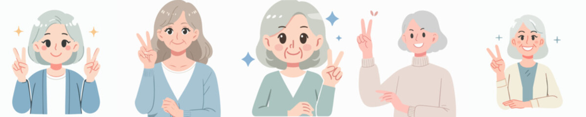 vector collection of a person posing with two fingers raised