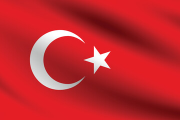 Turkey flag official colors and proportion digital vector illustration. Pleated flag.