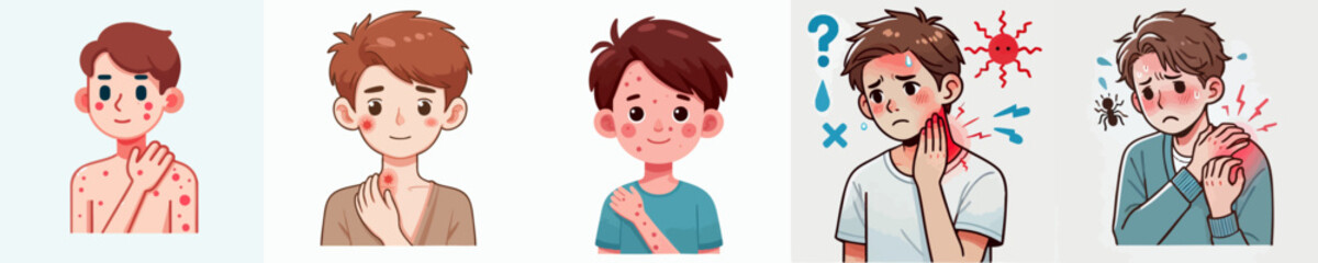 vector collection of a person with allergies and redness