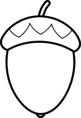 Minimalist Acorn Outline Vector Illustration for Autumn and Fall Designs