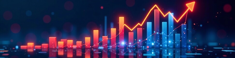 Fototapeta premium Abstract finance growth chart on digital screen, graph, business, economy