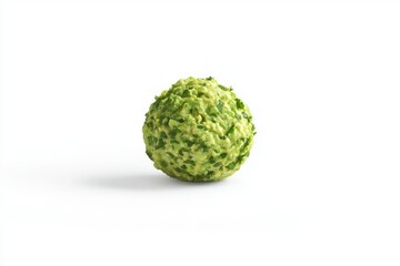 Obraz premium Close up appetizing guacamole ball with fresh cilantro garnish isolated against clean white backdrop