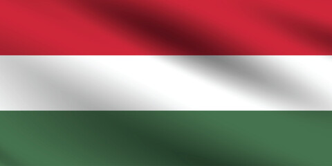Hungary flag official colors and proportion digital vector illustration. Pleated flag.