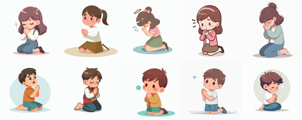 Vector of a person who is begging and praying