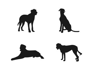 Hand drawn Irish Wolfhound silhouette icon. Irish Wolfhound silhouette in black. Vector illustration isolated on a white background.
