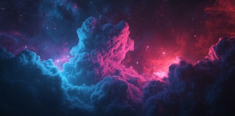 Fototapeta premium The grunge cosmic texture, characterized by swirling nebulae, smoky trails, and vibrant color blending, forms a dynamic abstract space environment