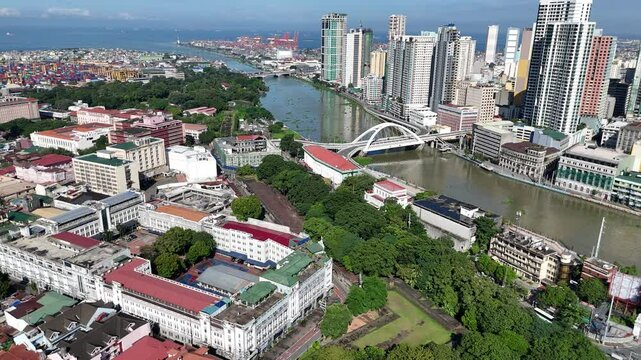 aerial view of manila | intramuros to binondo daytime