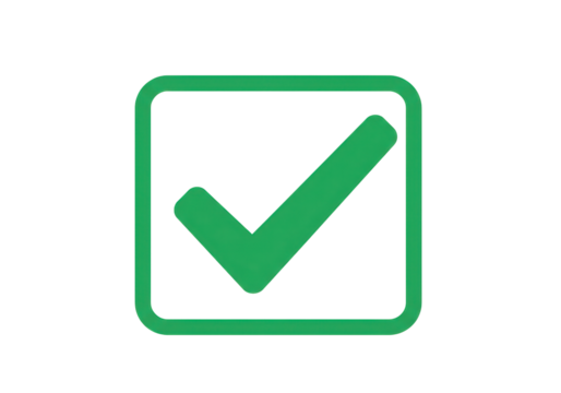 Isolated Green Check Mark in a Square Box