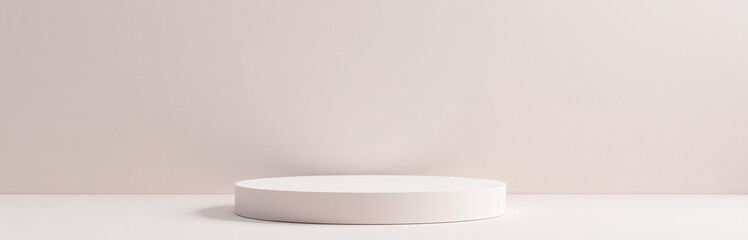 Abstract 3d Model Shows Minimalist Rounded Scene With Empty Pedestal And Blank Platform For Showcasing Cosmetics In A Simple Presentation Setup.